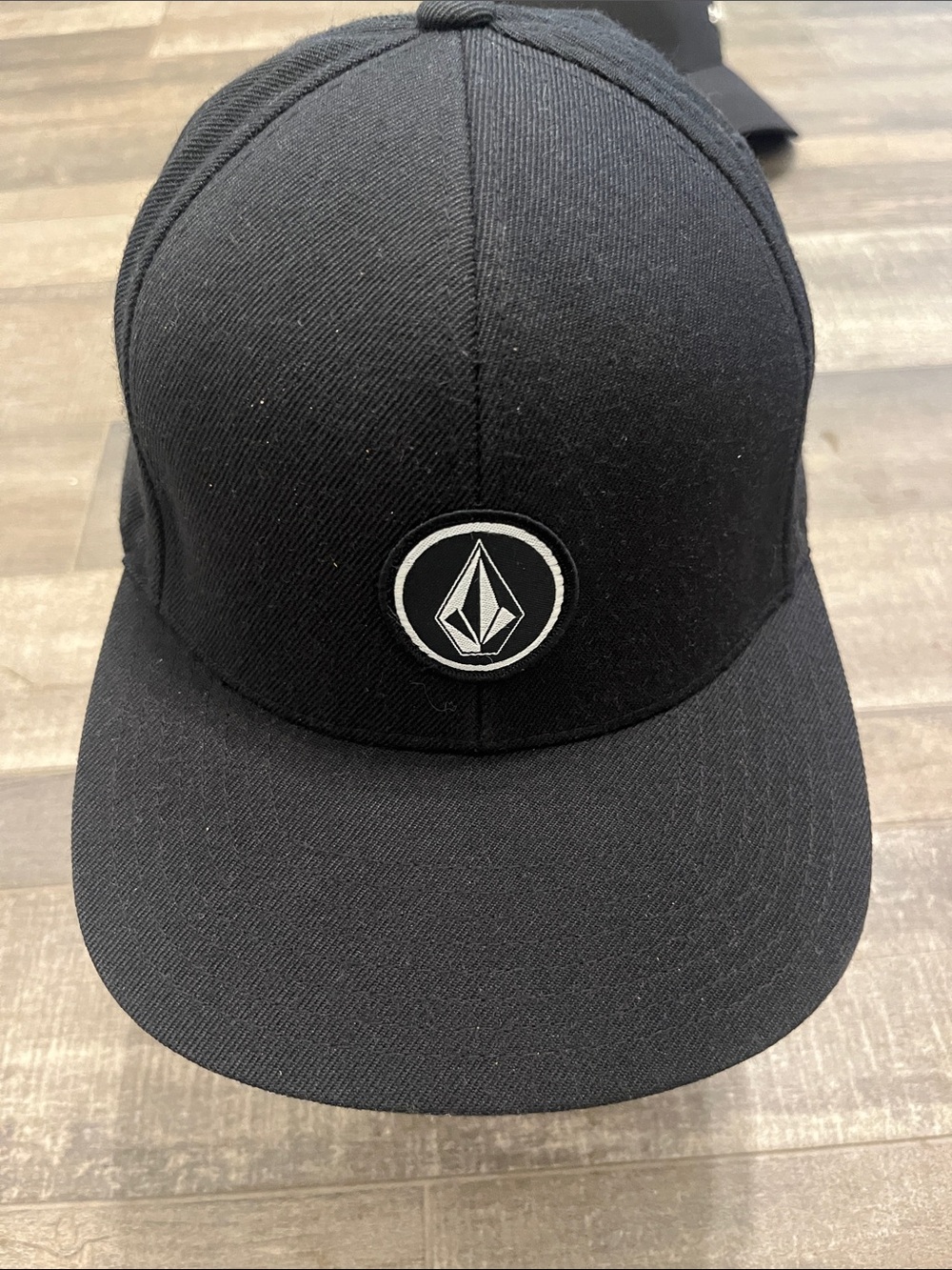 Volcom Black Snapback Hat with White Logo Patch